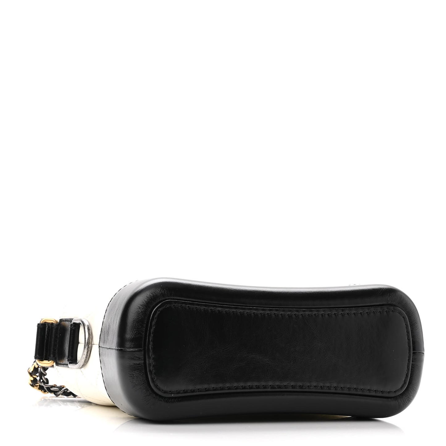 Aged Calfskin Quilted Small Gabrielle Hobo Black White