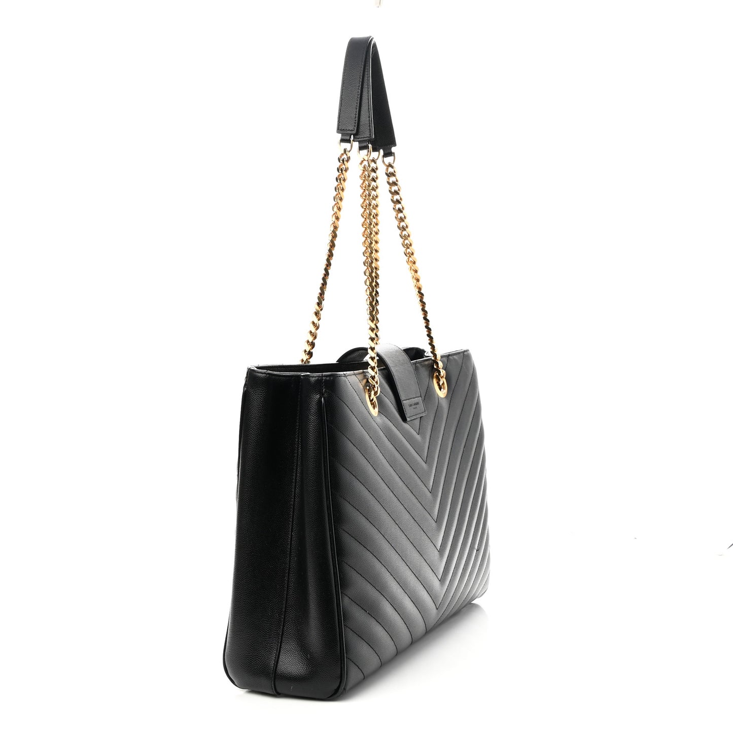 Grain De Poudre Matelasse Chevron Monogram Shopping Bag Black
