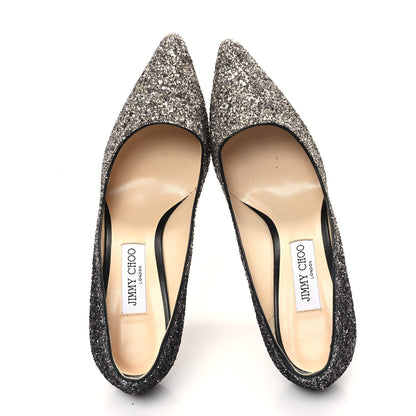 Jimmy Choo Coarse Glitter Degrade Pointy Toe Romy 100 Pumps 40 Light Mocha Black 2 of 9