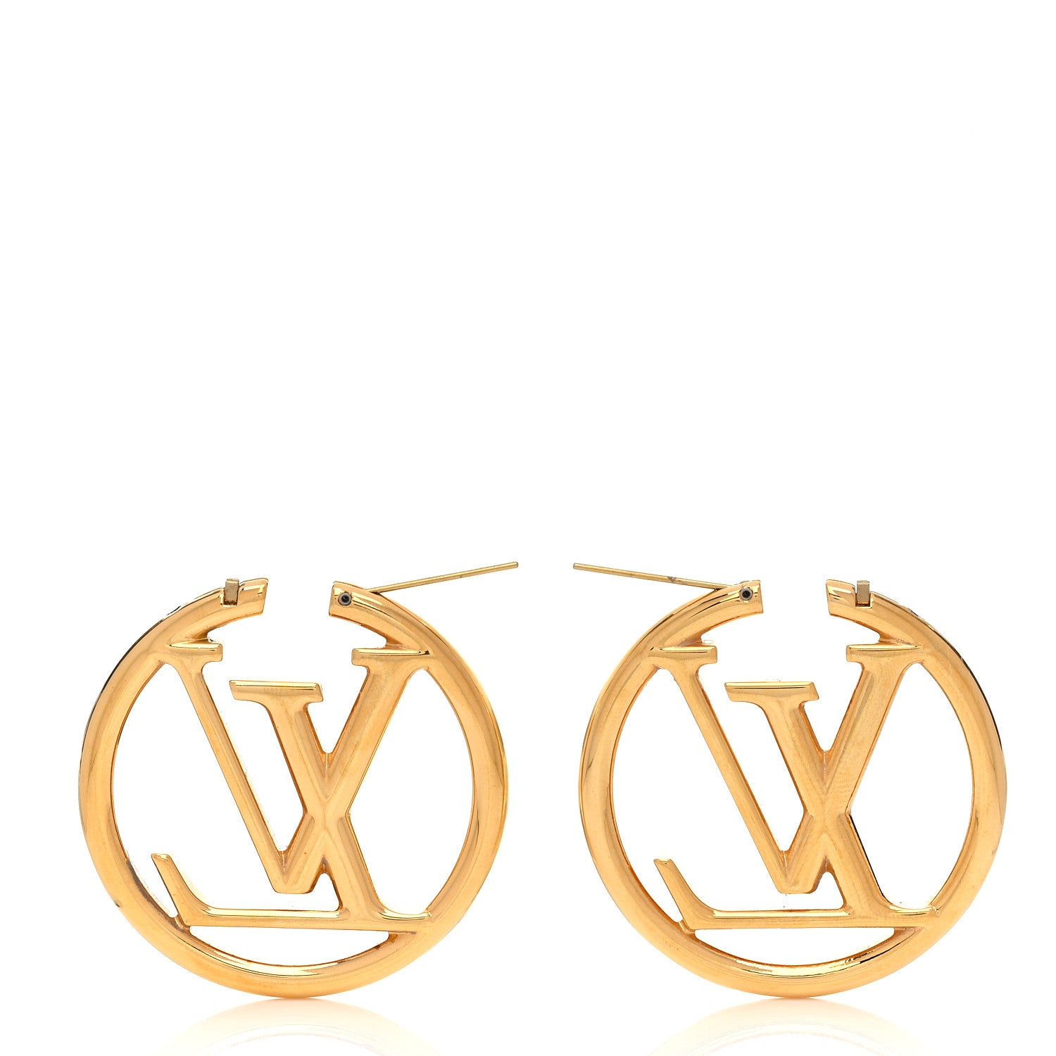Louis Vuitton Metal Louise Hoop Earrings Gold 3 of 5