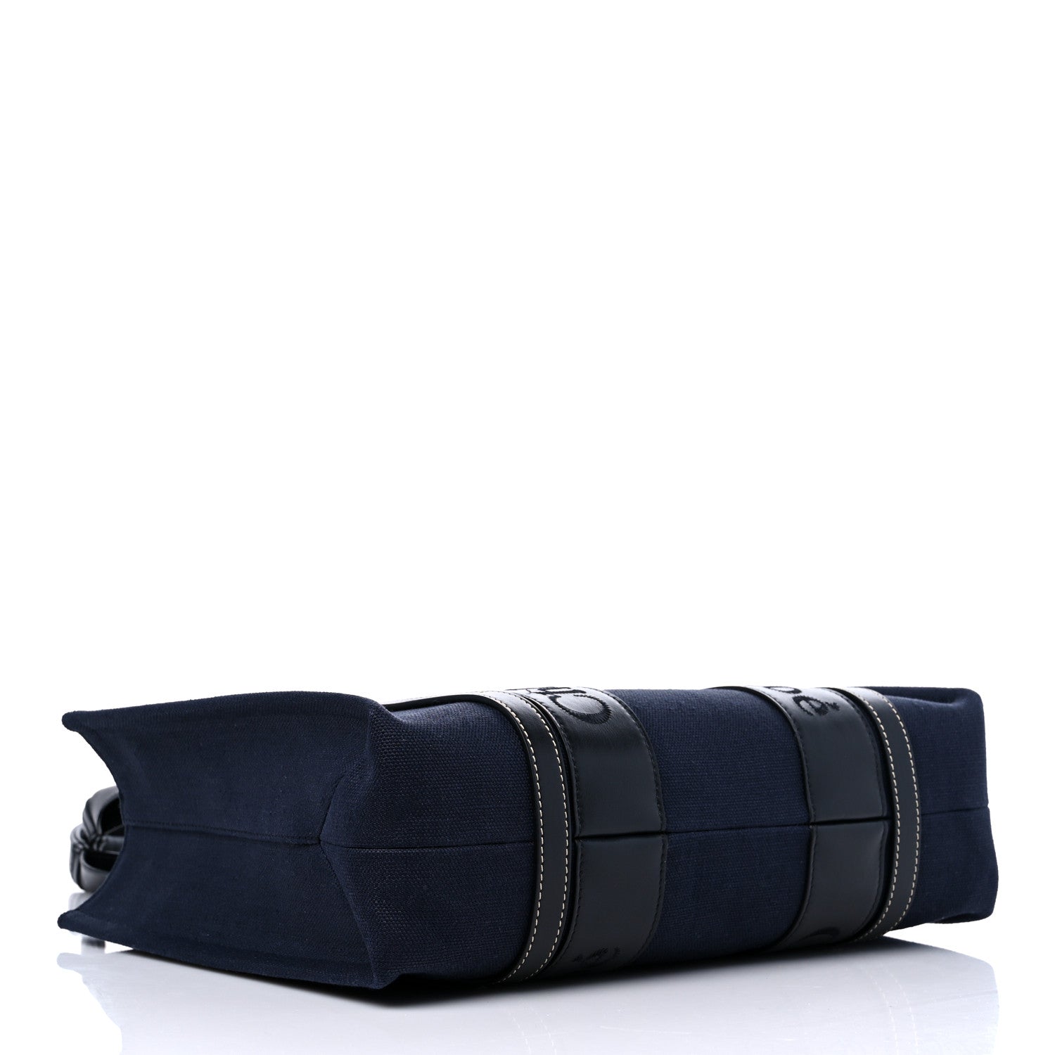 Chloe Calfskin Linen Medium Woody Tote Deep Denim 4 of 9