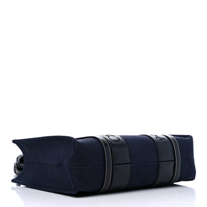 Chloe Calfskin Linen Medium Woody Tote Deep Denim 4 of 9
