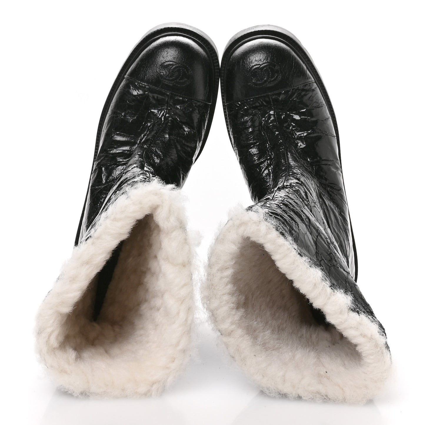 Lambskin Shearling Short Boots 38 Black