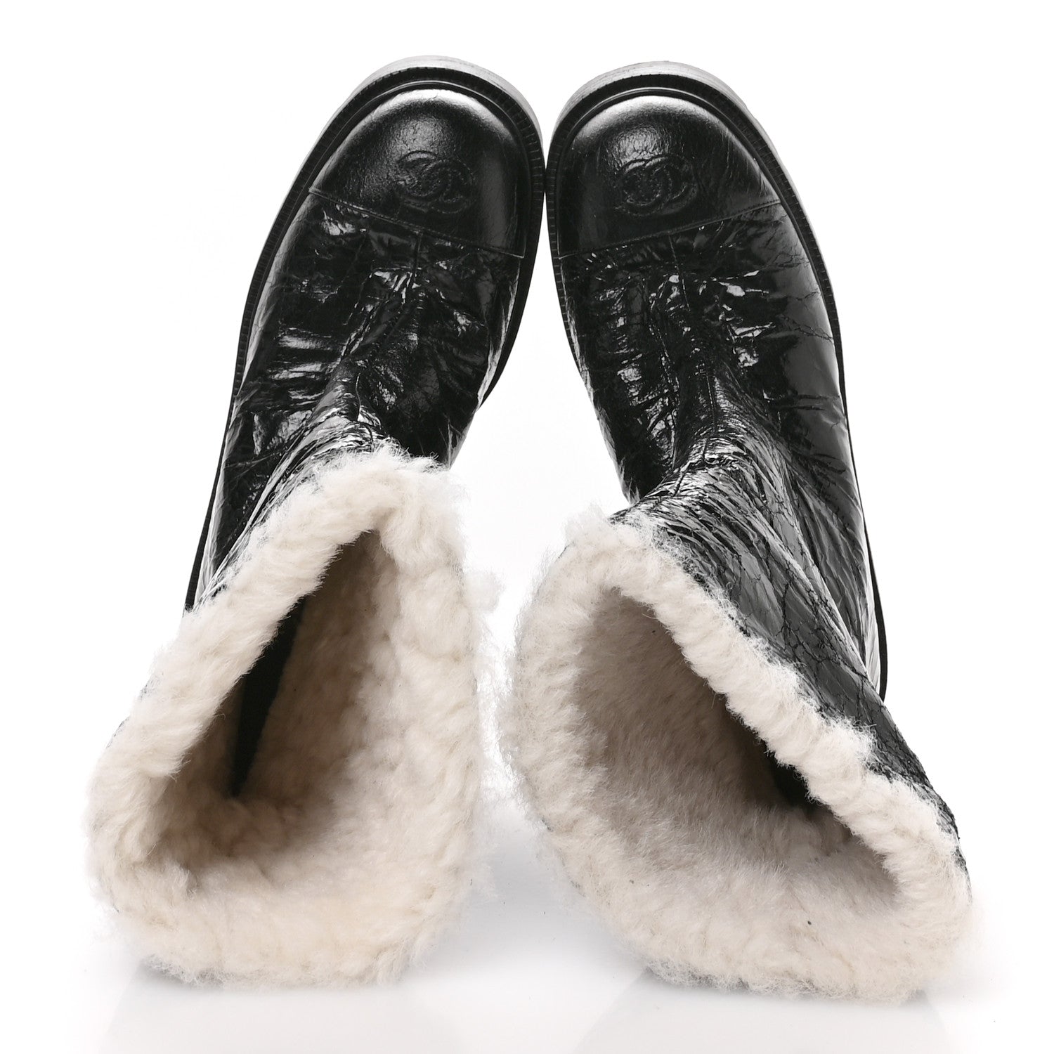 Chanel Lambskin Shearling Short Boots 38 Black 2 of 8