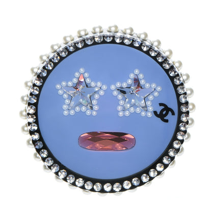 Chanel Metal Resin Pearl Emoji Brooch Purple Silver 1 of 4