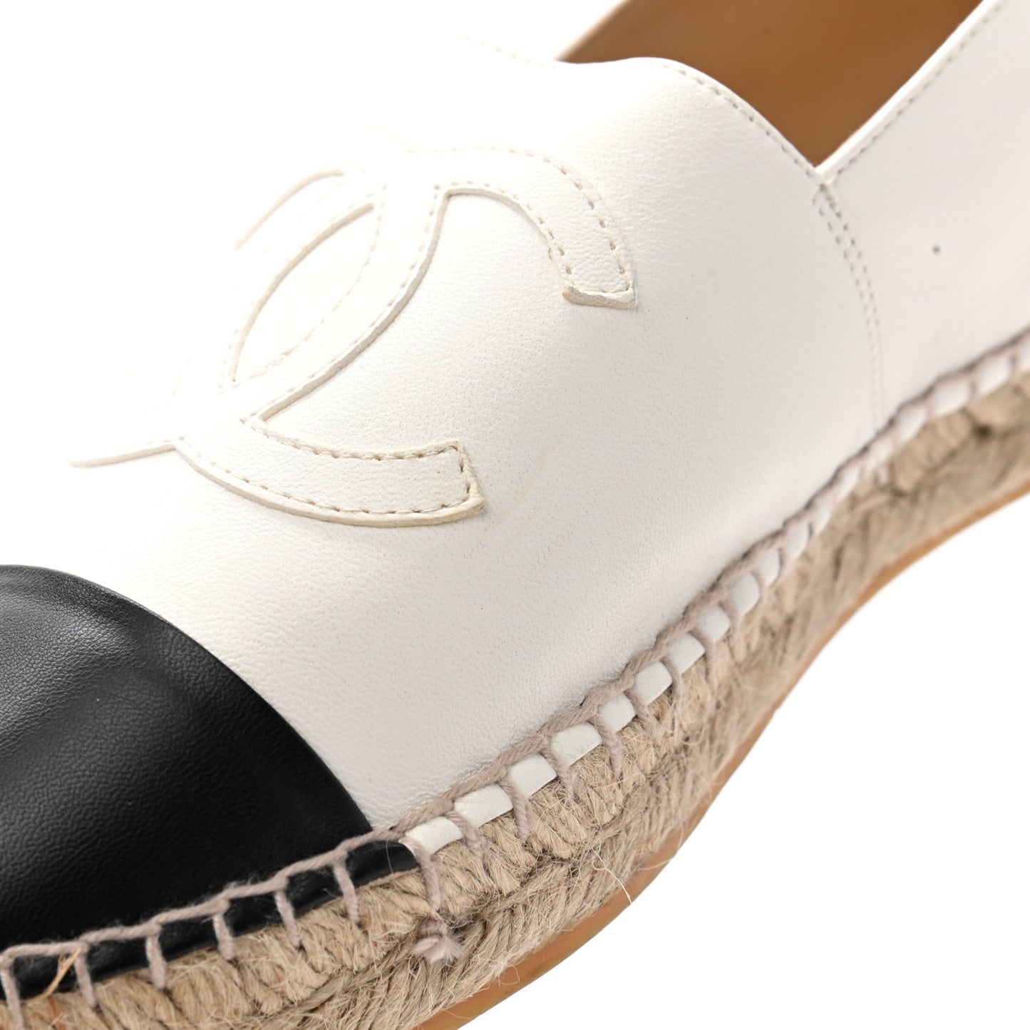 Lambskin CC Espadrilles 39 White Black
