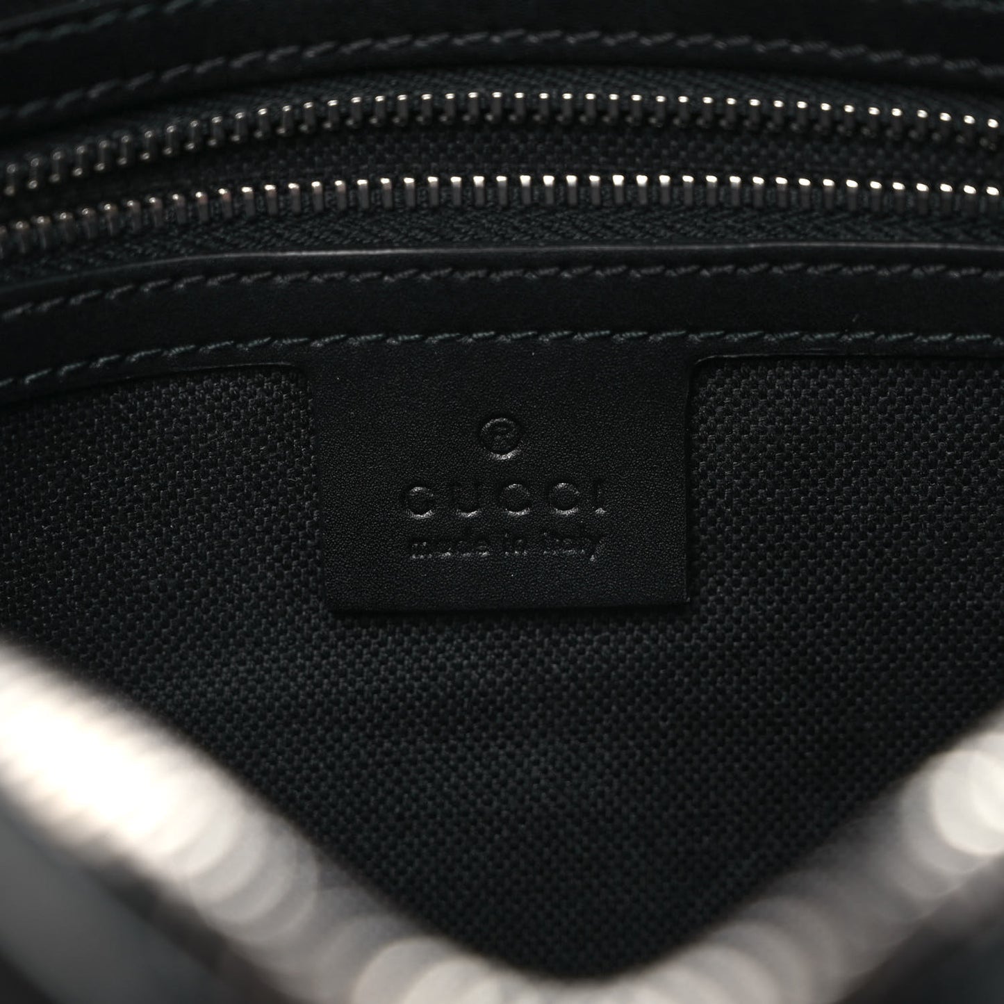 GG Supreme Monogram Appia Calfskin Web Wristlet Black