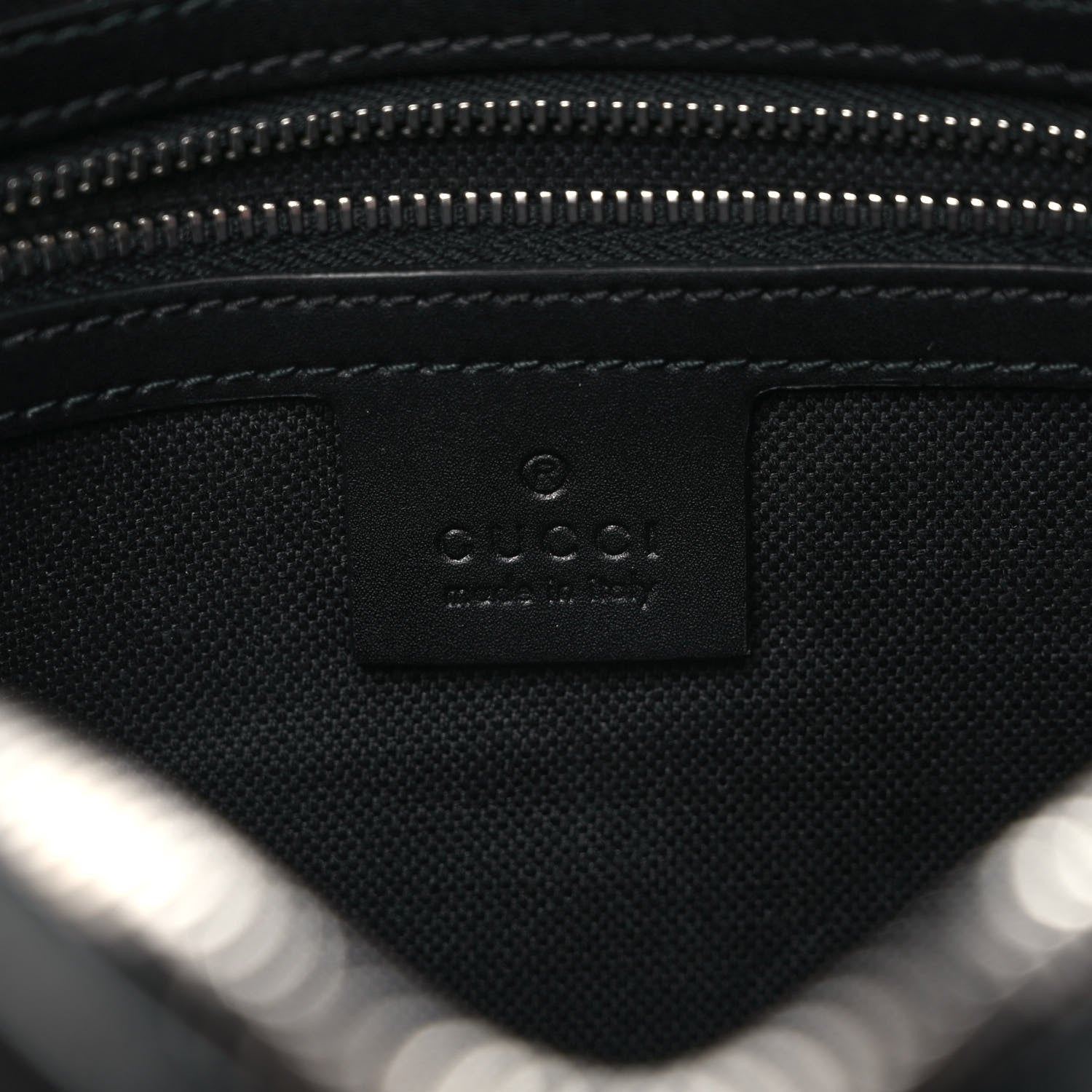 Gucci GG Supreme Monogram Appia Calfskin Web Wristlet Black 6 of 9