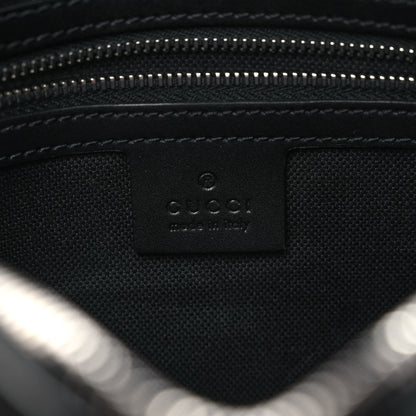 Gucci GG Supreme Monogram Appia Calfskin Web Wristlet Black 6 of 9