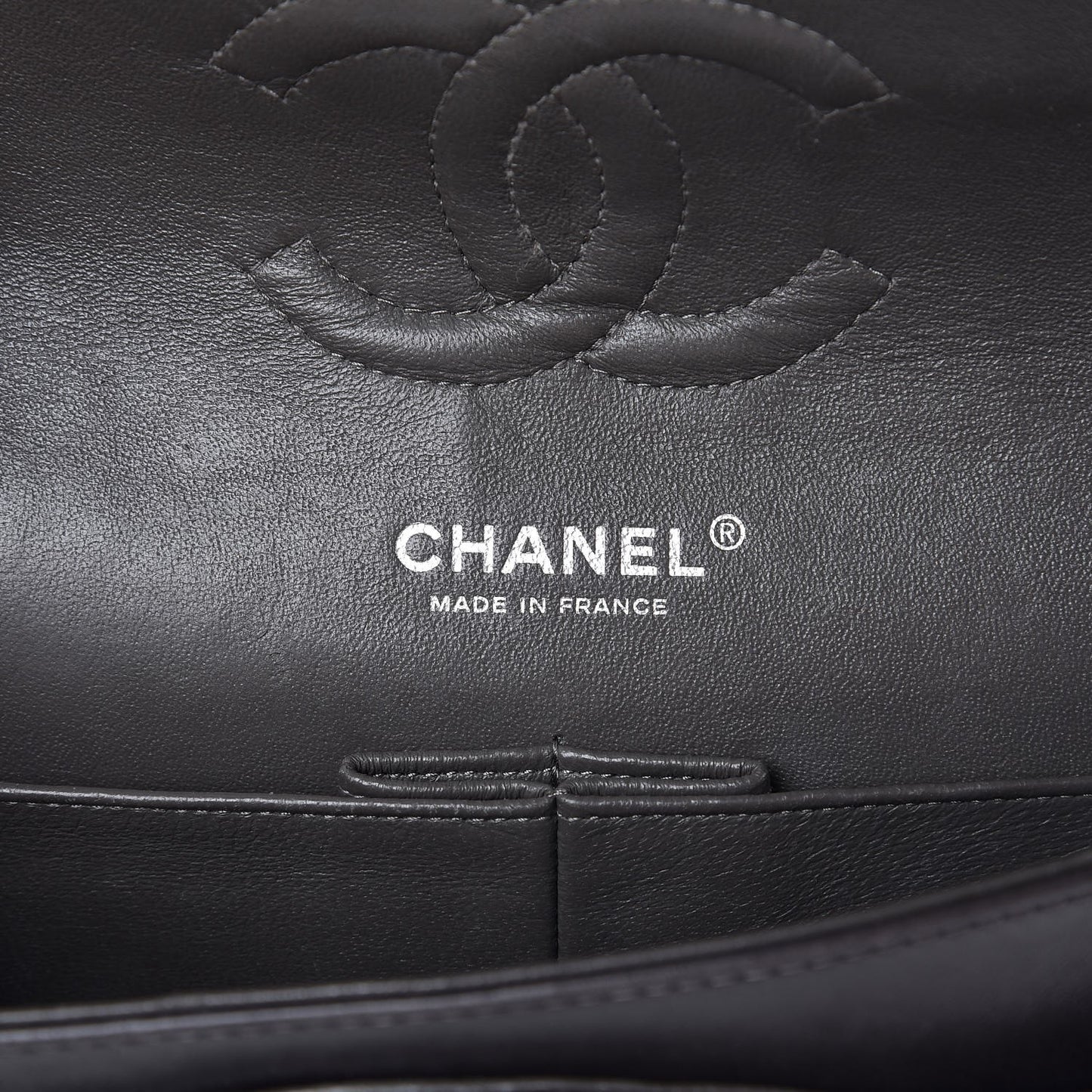 Lambskin Quilted Medium Double Flap Dark Grey
