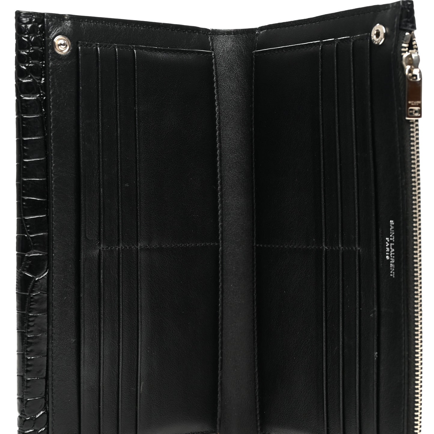 Calfskin Crocodile Embossed Monogram Uptown Wallet Black