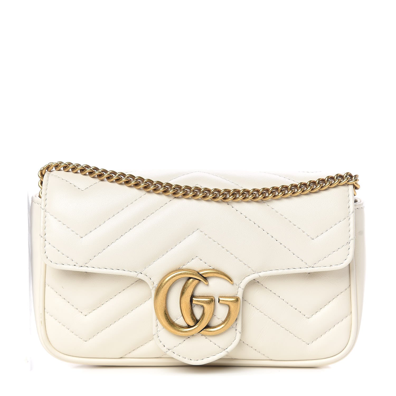 Gucci Calfskin Matelasse Super Mini GG Marmont Shoulder Bag White 1 of 9