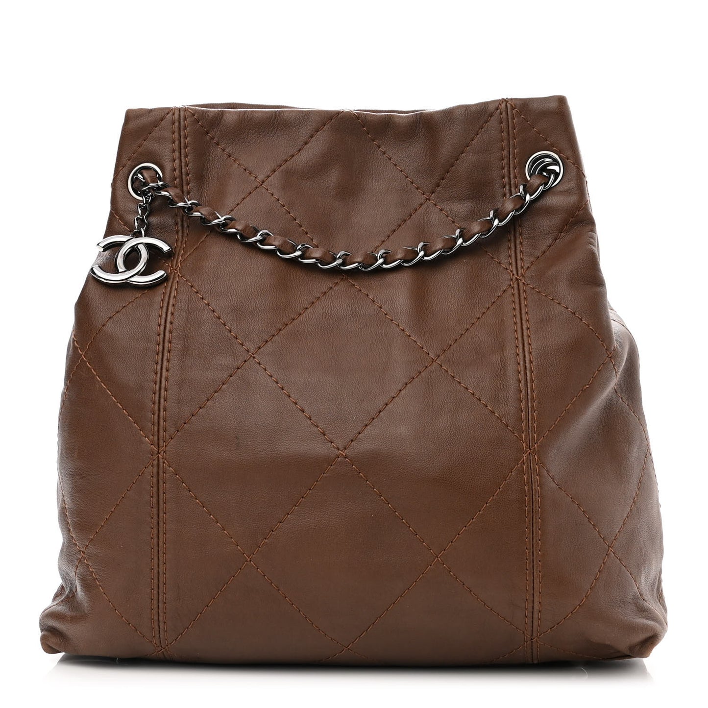 Lambskin Soft Touch Shoulder Bag Dark Brown