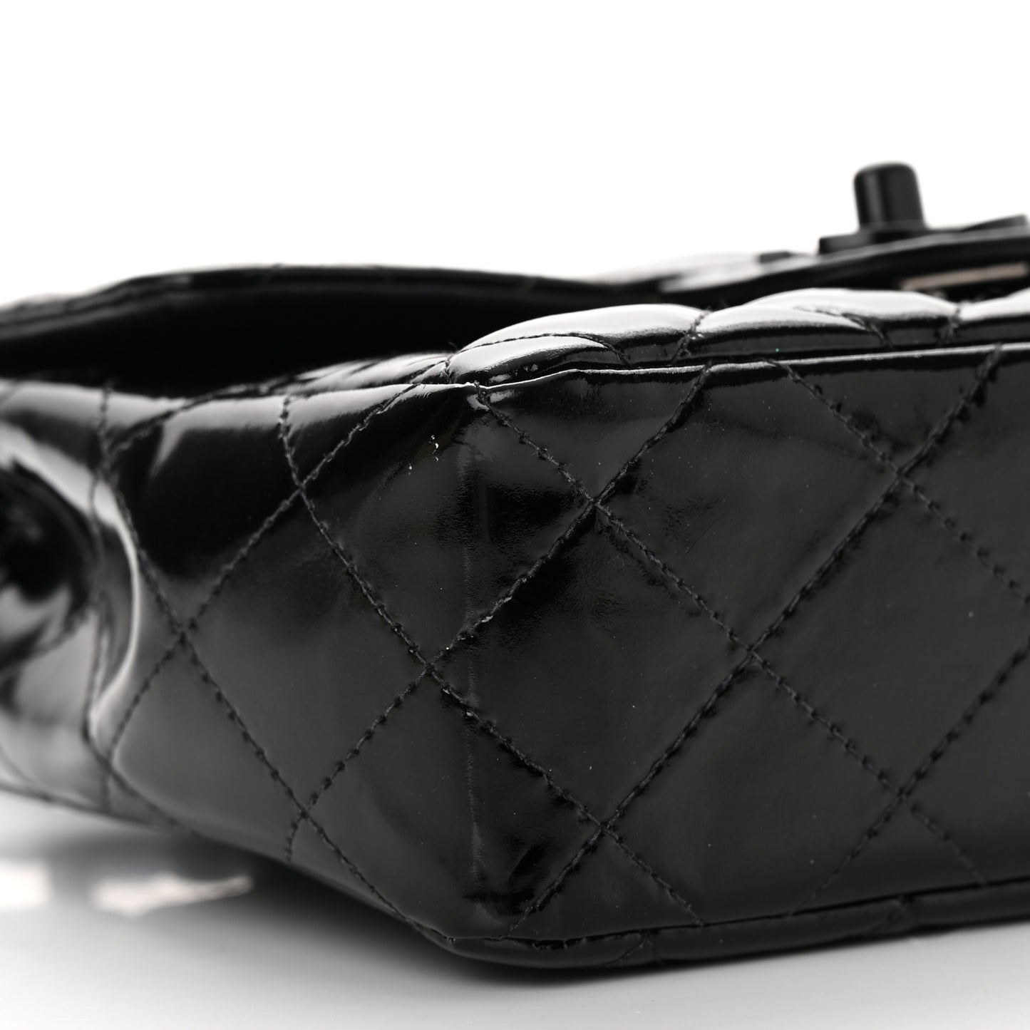Patent Calfskin Quilted Mini Square Flap So Black