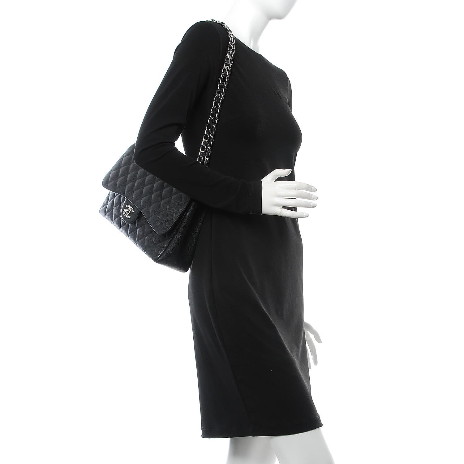 Chanel Caviar Quilted Jumbo Double Flap Black 2 of 12