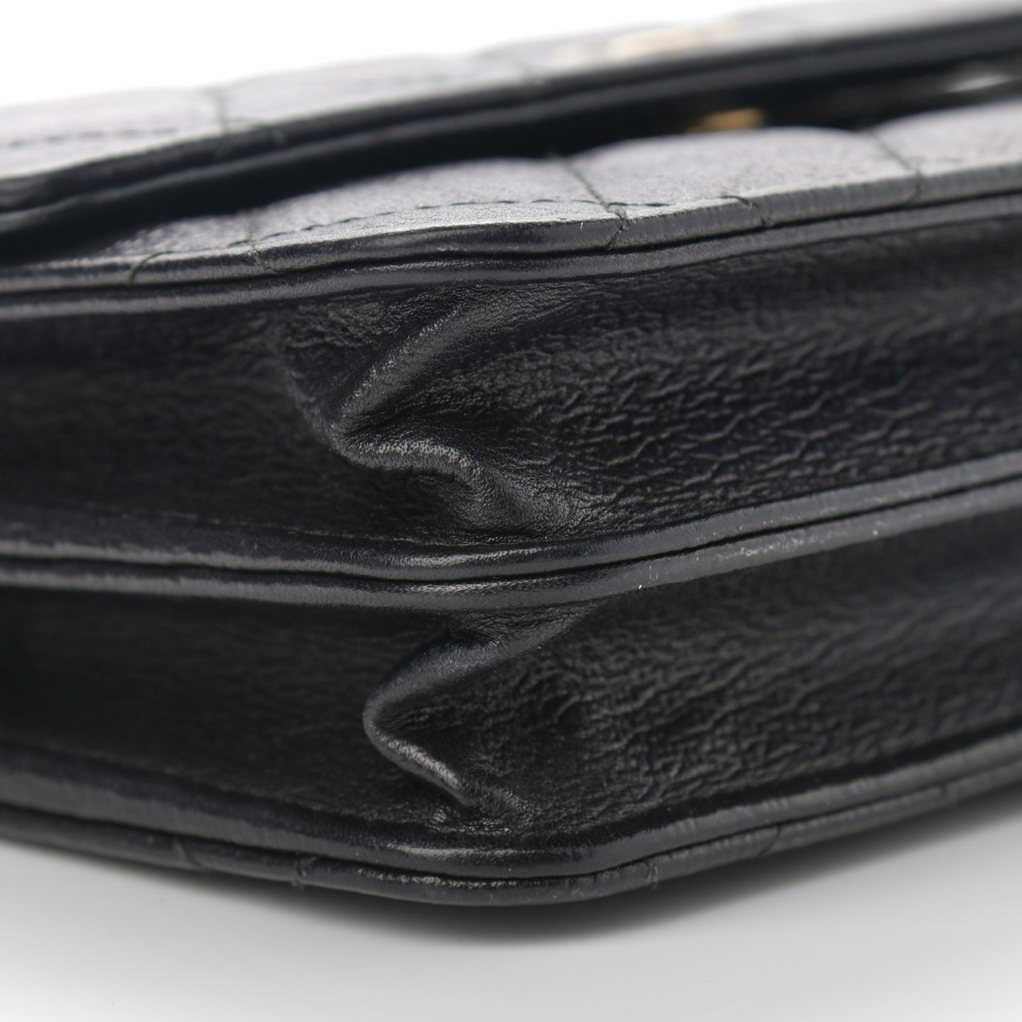 Letter Calfskin Embossed Quilted Square Wallet On Chain WOC Black