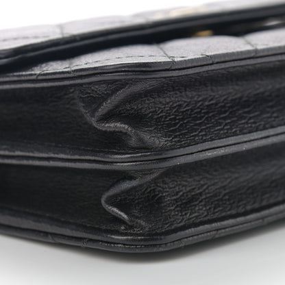 Chanel Letter Calfskin Embossed Quilted Square Wallet On Chain WOC Black 19 of 27