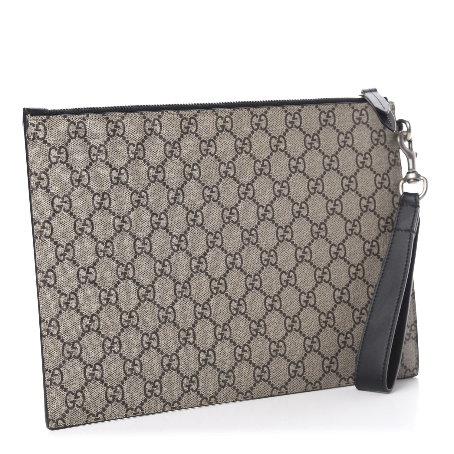 Gucci GG Supreme Monogram Angry Cat Zip Wristlet Pouch Beige 3 of 7