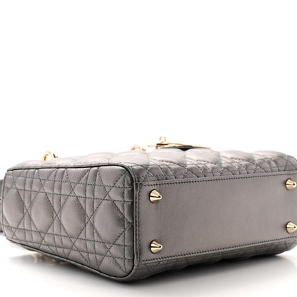 Christian Dior Metallic Grained Calfskin Cannage Small My ABC Lady Dior Gunmetal 8 of 10