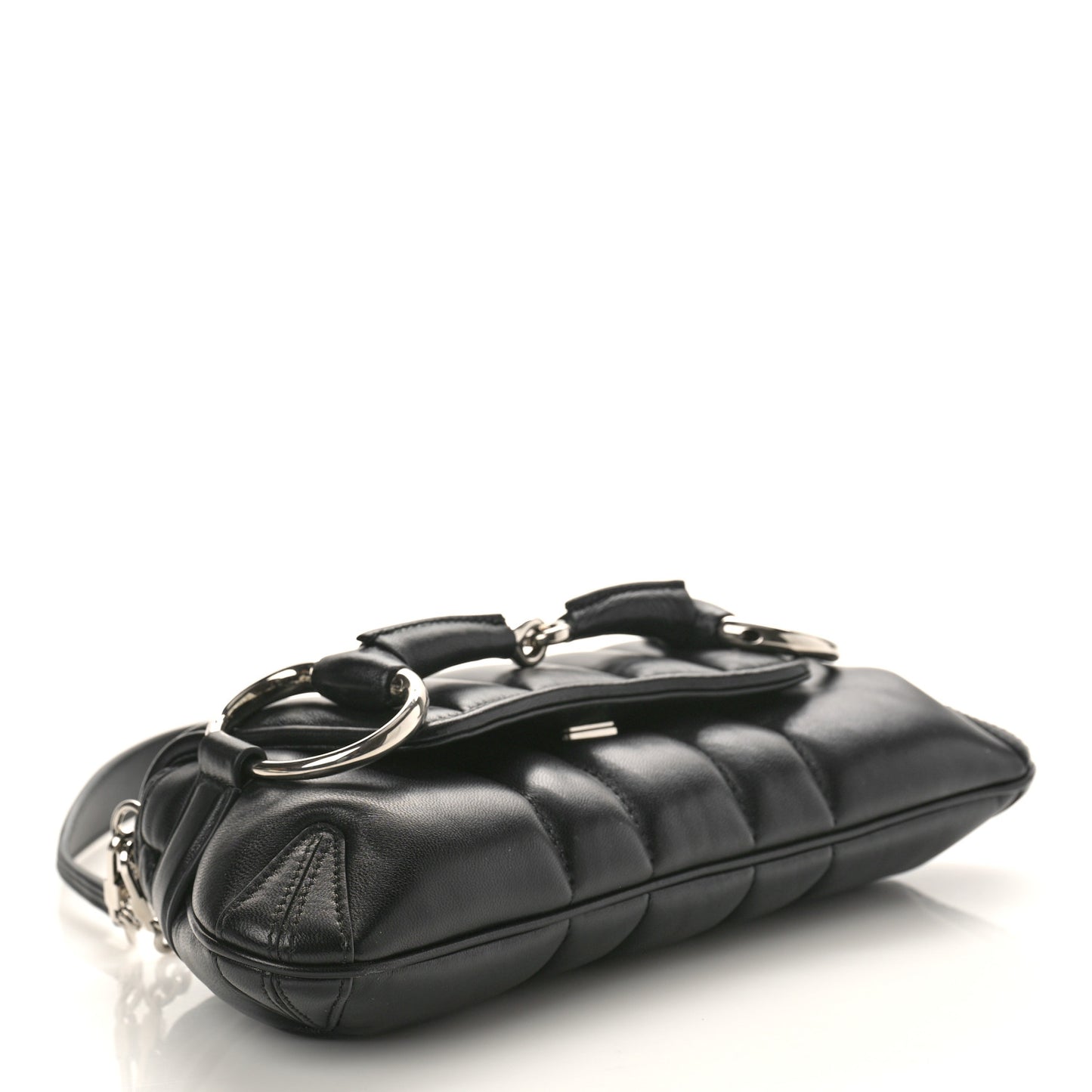 Nappa Vertical Matelasse Small Maxi Horsebit Chain Shoulder Bag Black