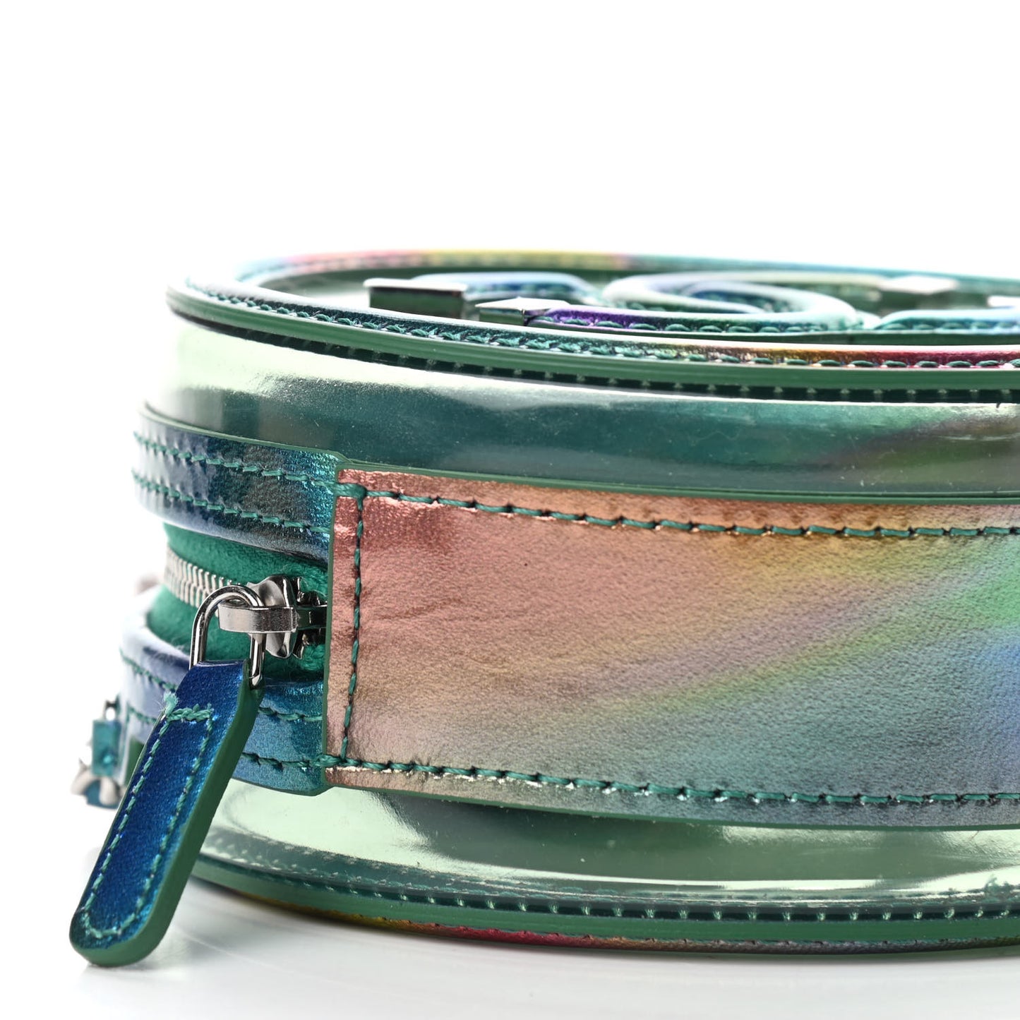 PVC Calfskin Lambskin Quilted Round Filigree Clutch With Chain Green