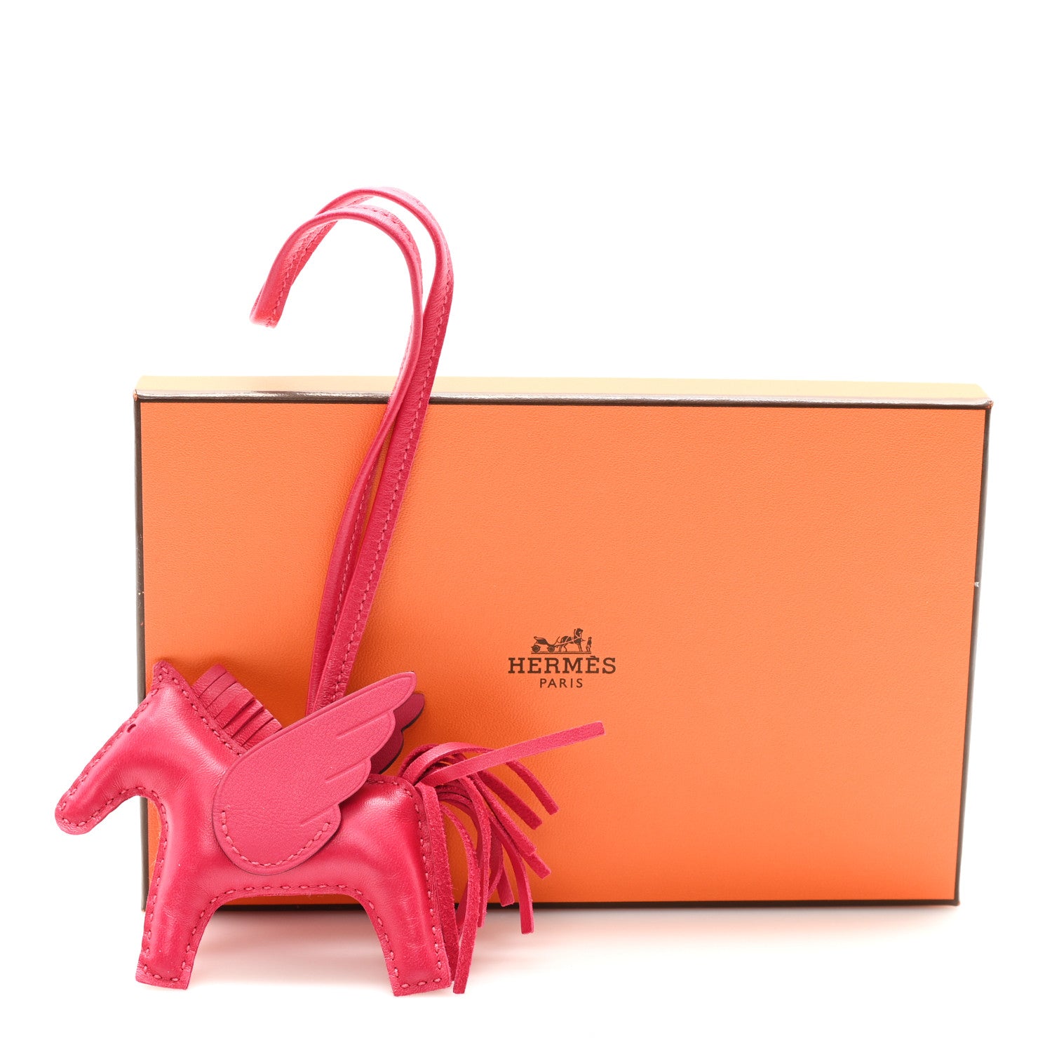 Hermes Milo Lambskin Grigri Rodeo Pegase Horse Bag Charm PM Framboise 5 of 5