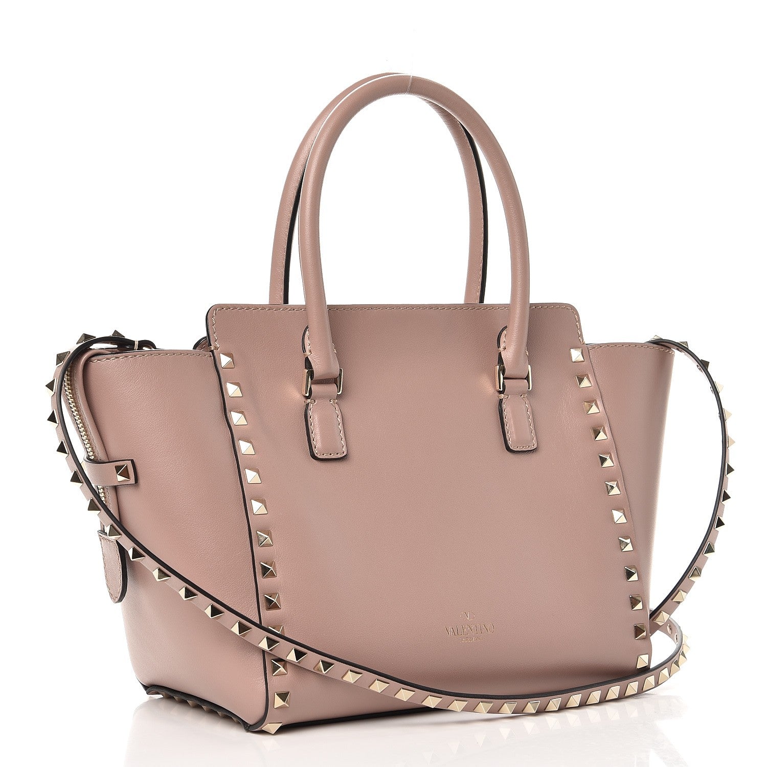 Valentino Garavani Vitello Small Rockstud Double Handle Tote Poudre 3 of 7