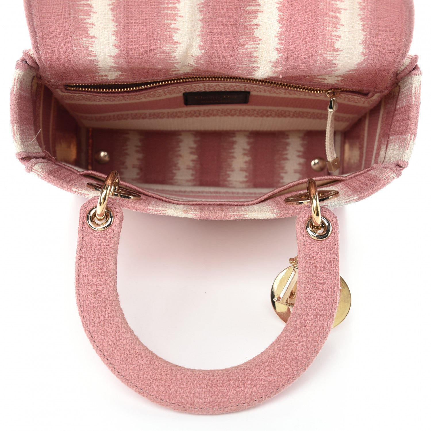 Christian Dior Canvas Medium D-Stripes Lady D-Lite Pink 5 of 13