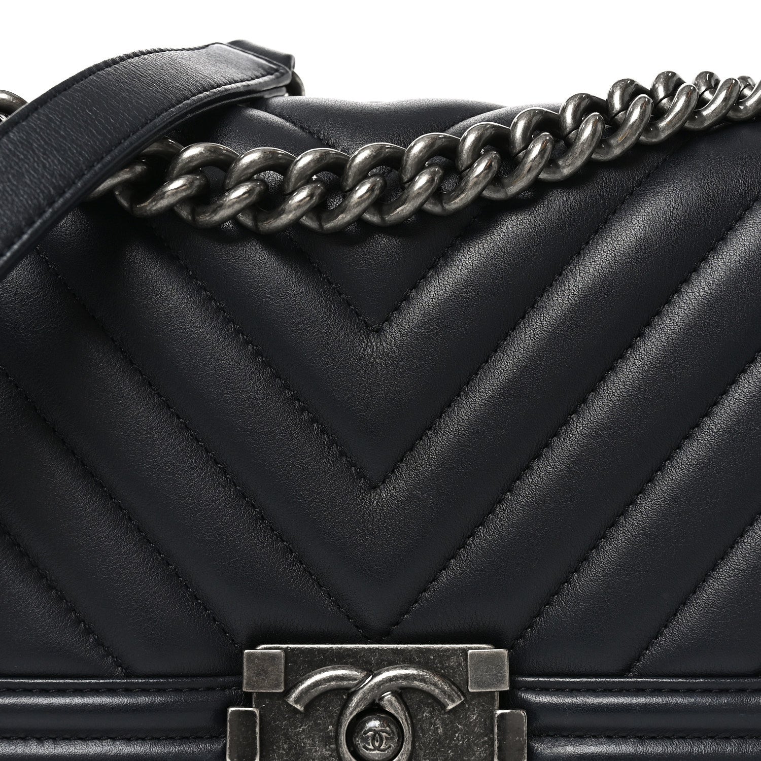 Chanel Lambskin Chevron Quilted Medium Boy Flap Black 8 of 10