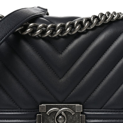 Chanel Lambskin Chevron Quilted Medium Boy Flap Black 8 of 10