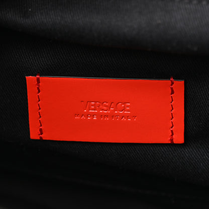 Versace Coated Canvas Calfskin La Greca Signature Tote Bag Blue Red 6 of 9