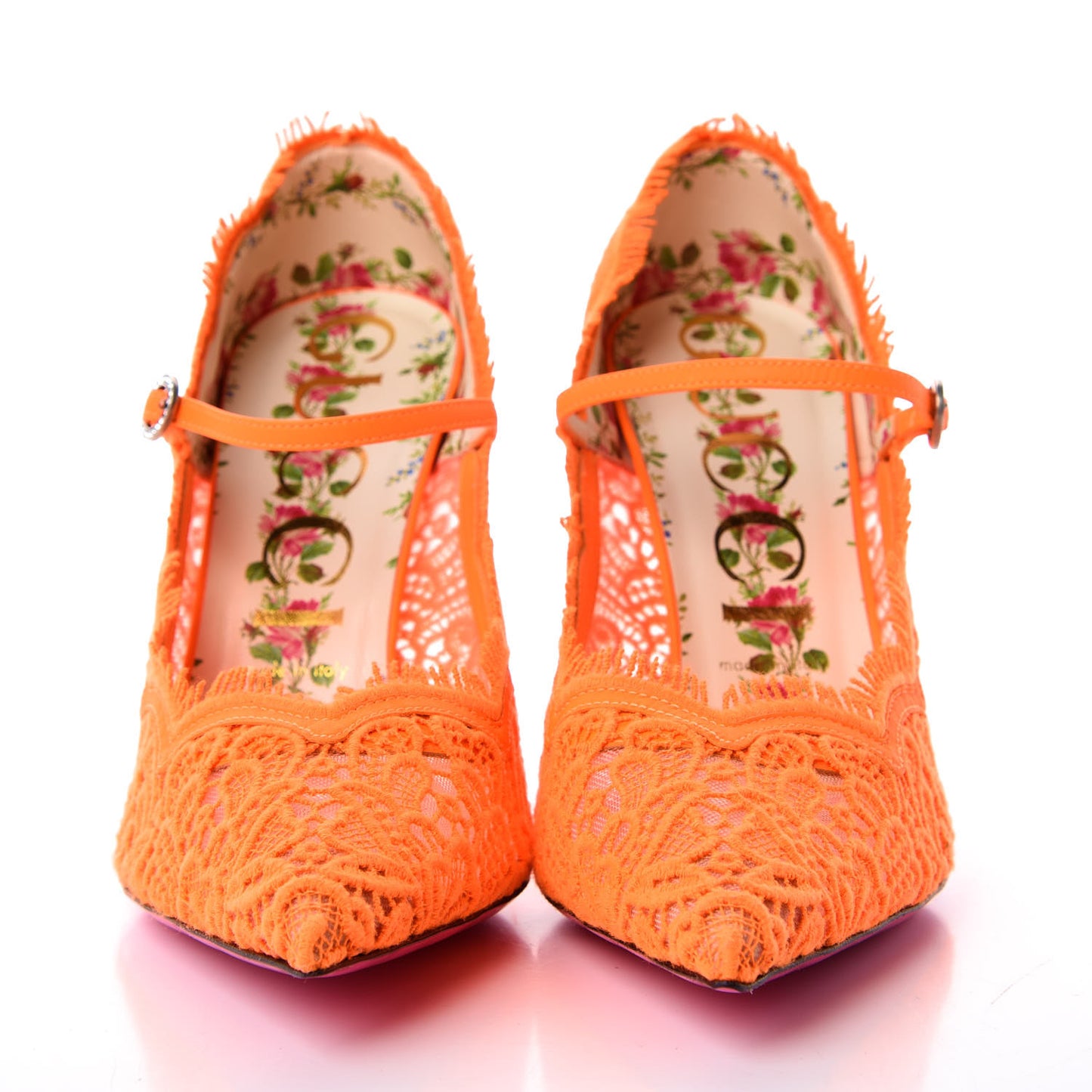 Lace Pizzo Venice Pumps 40 Orange Fluo