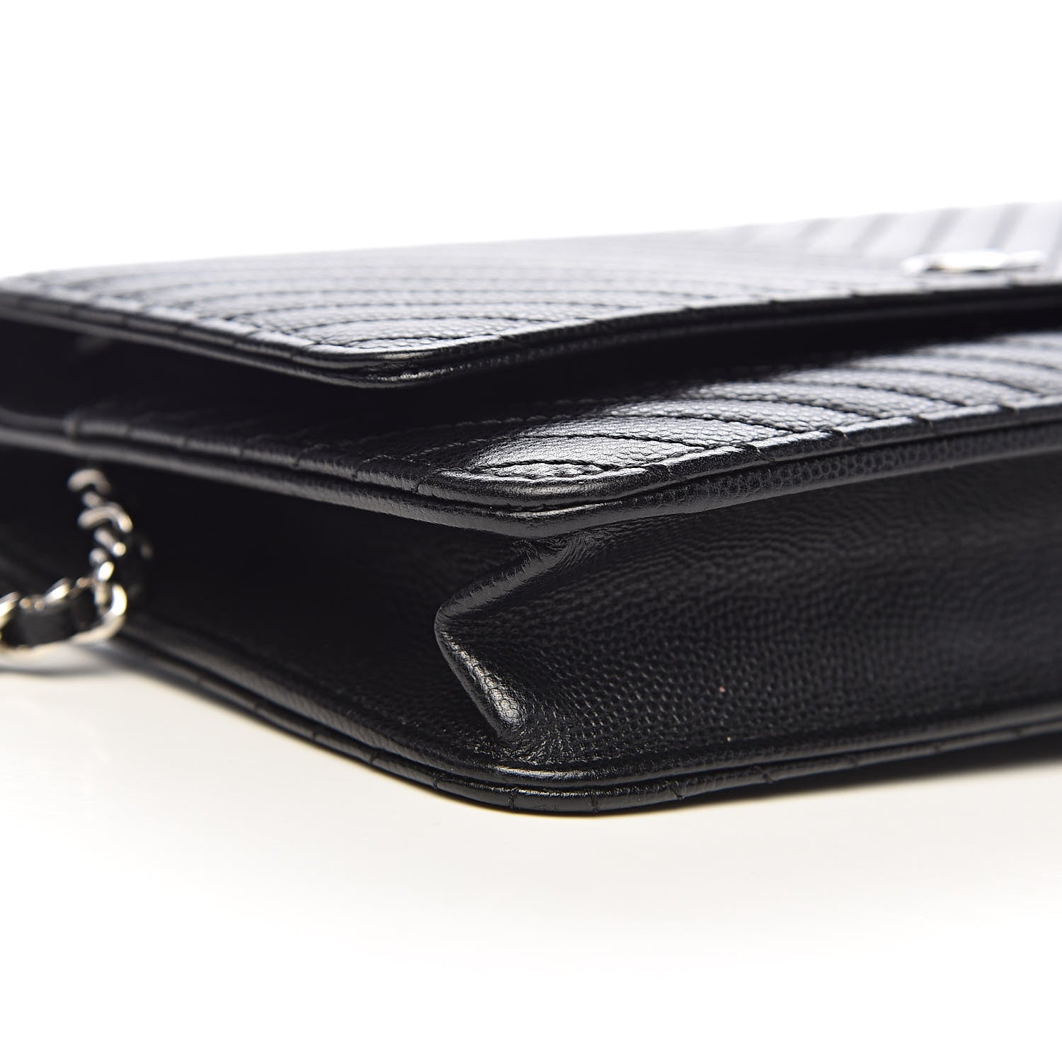 Chanel Caviar Chevron Quilted Wallet On Chain WOC Black 16 of 19