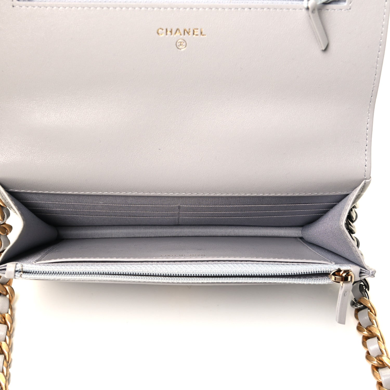 Chanel Lambskin Quilted Chanel 19 Wallet On Chain WOC Grey 4 of 4