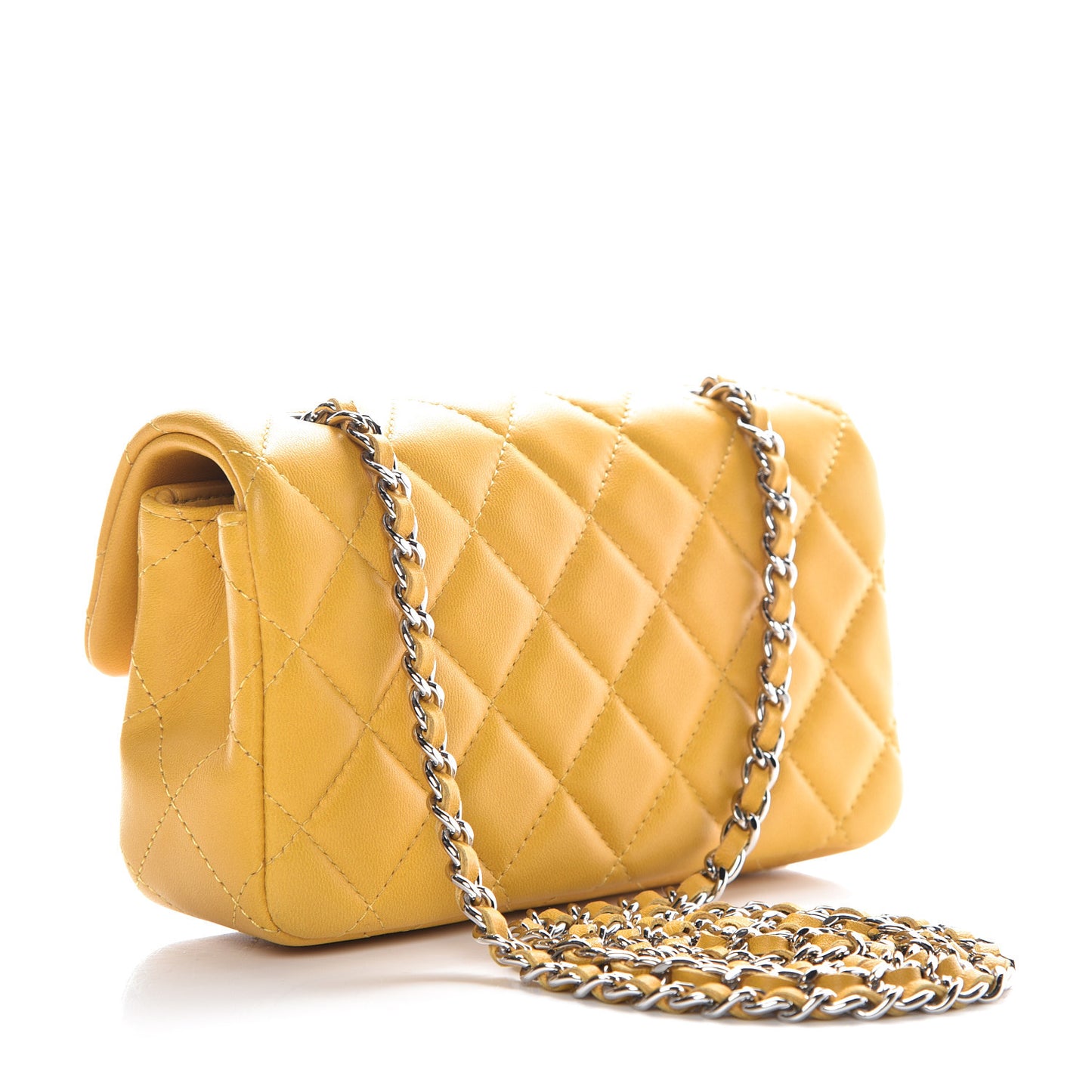 Lambskin Quilted Extra Mini Flap Yellow