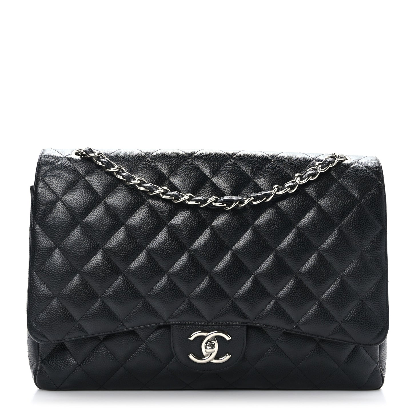 Caviar Quilted Maxi Double Flap Black