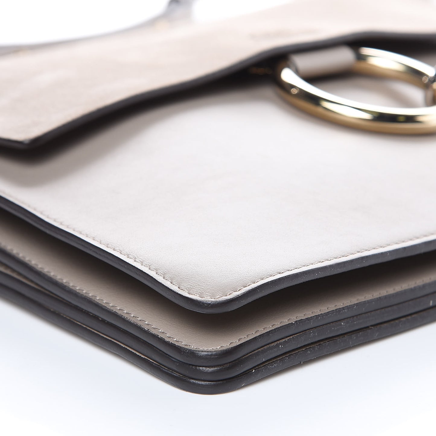 Calfskin Suede Medium Faye Shoulder Bag Motty Grey