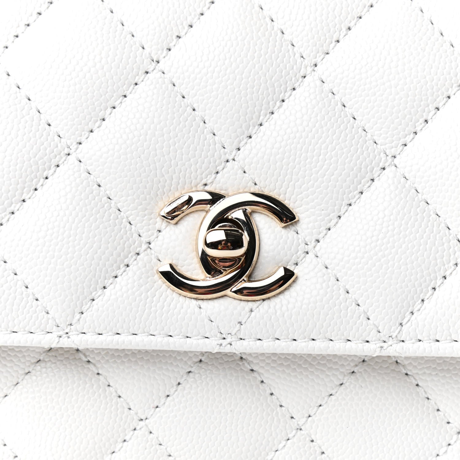 Chanel Caviar Quilted Mini Coco Handle Flap White 10 of 11