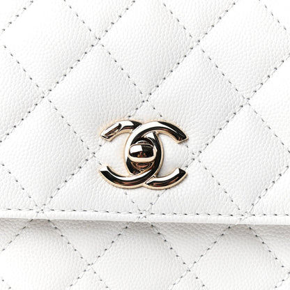Chanel Caviar Quilted Mini Coco Handle Flap White 10 of 11