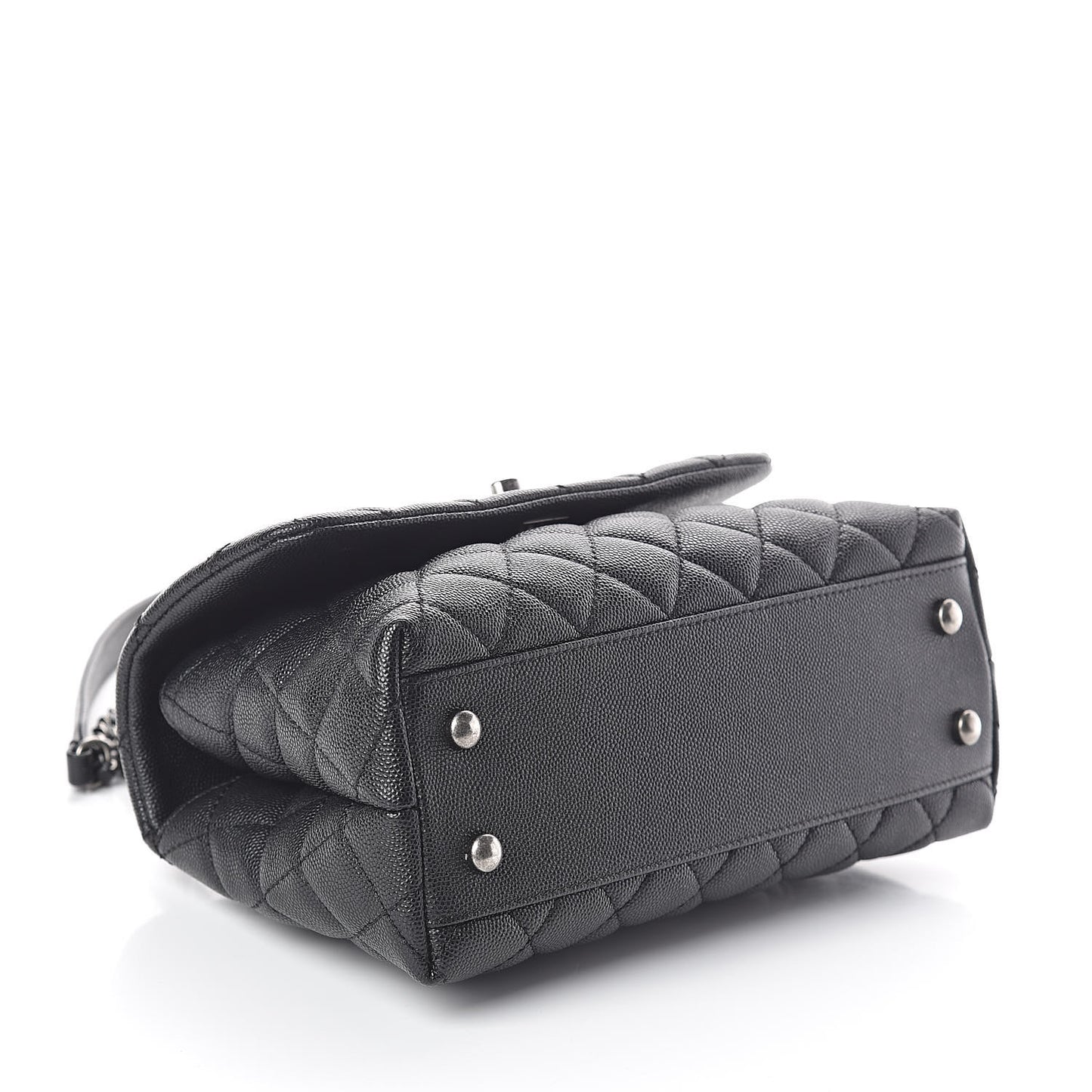 Caviar Quilted Mini Coco Handle Flap Black