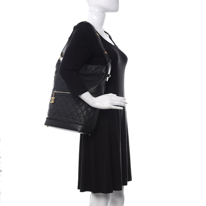 Chanel Grained Calfskin Quilted Casual Style Hobo Black 2 of 10