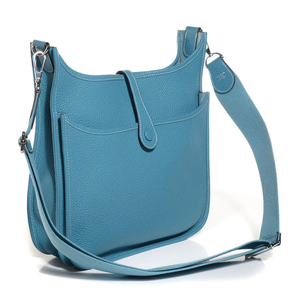 Hermes Taurillon Clemence Evelyne III PM Blue Jean 3 of 16