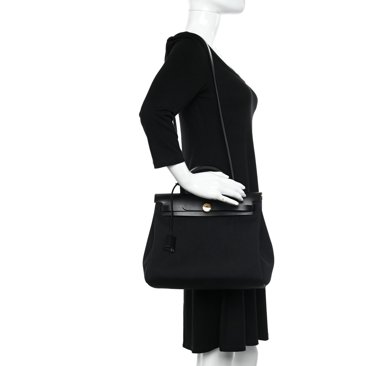 Hermes Military Toile Vache Hunter Herbag Zip PM 31 Black 2 of 9