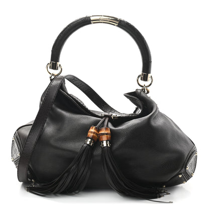 Gucci Calfskin Large Indy Top Handle Hobo Dark Brown 1 of 9