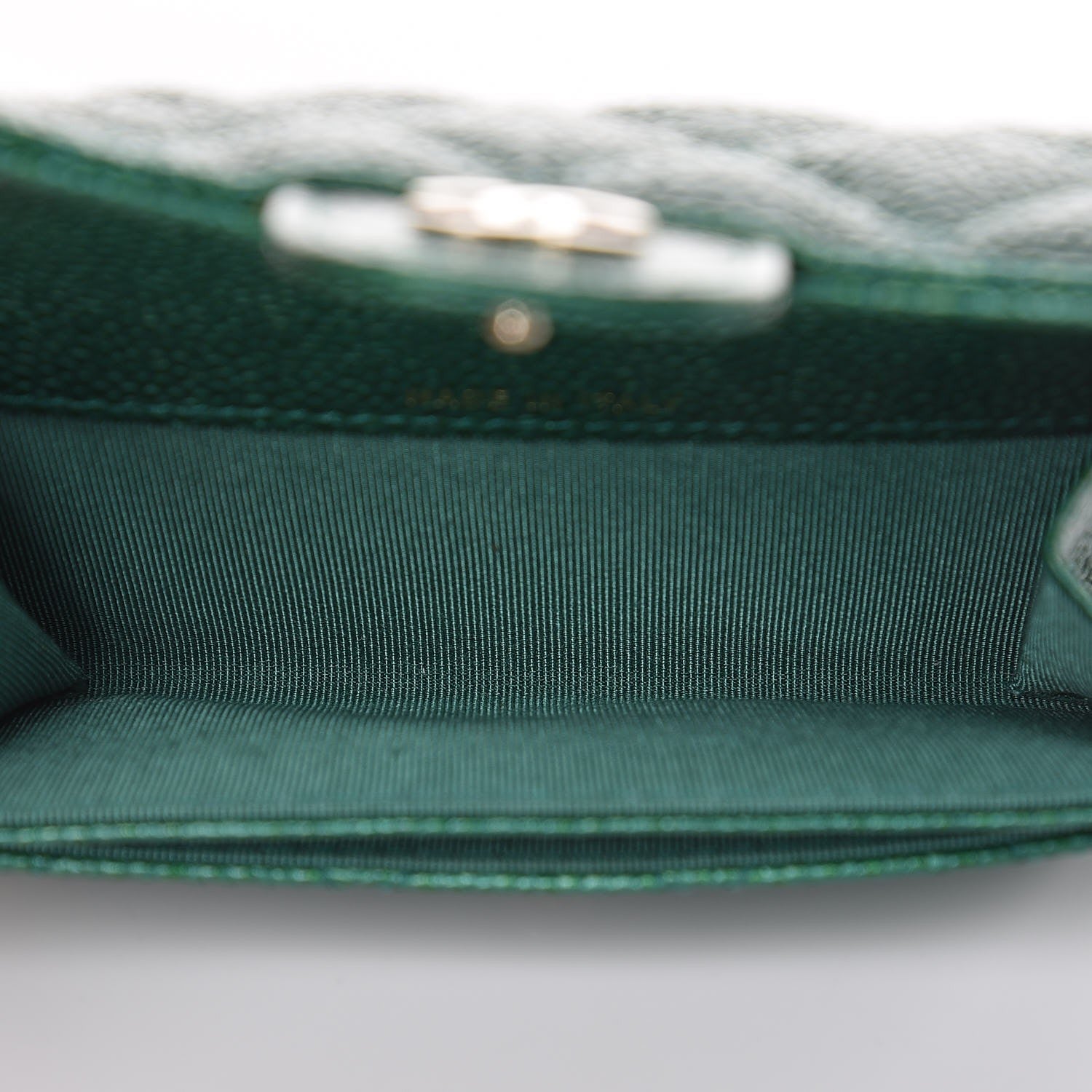 Chanel Metallic Caviar Quilted Card Holder Green 8 of 9