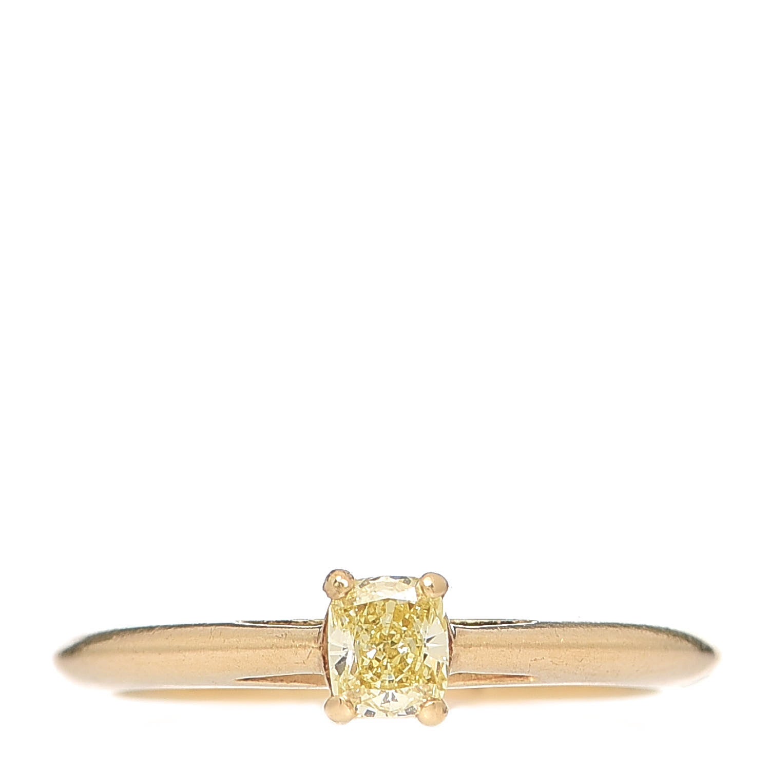 Tiffany 18K Yellow Gold Yellow Diamond .20ct Solitaire Cushion Cut Engagement Ring 45 3.25 1 of 6