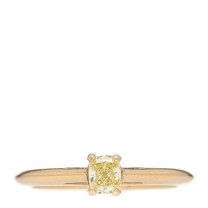 Tiffany 18K Yellow Gold Yellow Diamond .20ct Solitaire Cushion Cut Engagement Ring 45 3.25 1 of 6