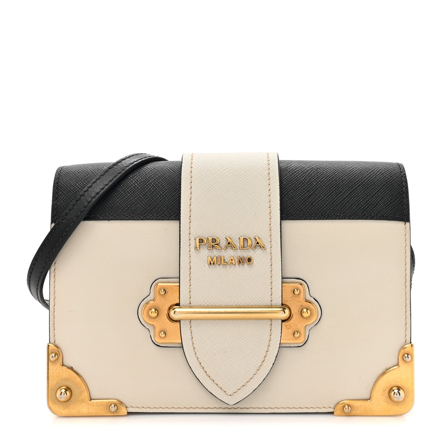 Prada City Calf Saffiano Cahier Bag Talco Black 1 of 11