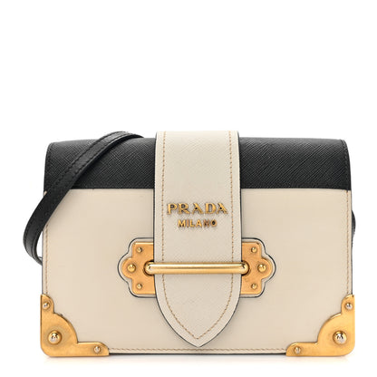 Prada City Calf Saffiano Cahier Bag Talco Black 1 of 11