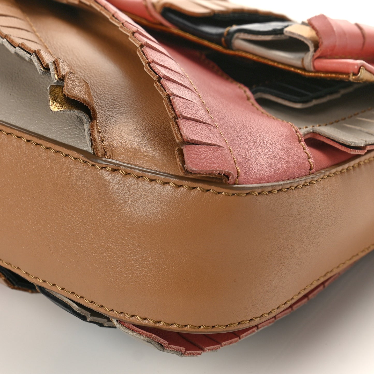 Calfskin Fringe Embellished Baguette Multicolor